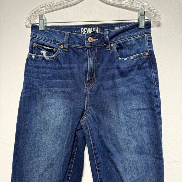 Rewash Jeans High Rise Vintage Reunion Distressed Denim Dark Wash Women sz 5 - Picture 2 of 7